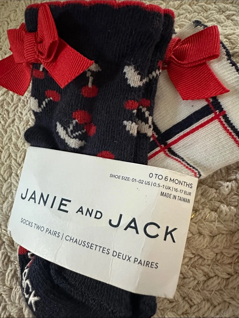 Janie and Jack Pink Swan and Navy Patterned Baby Socks - 3 Pack NWT